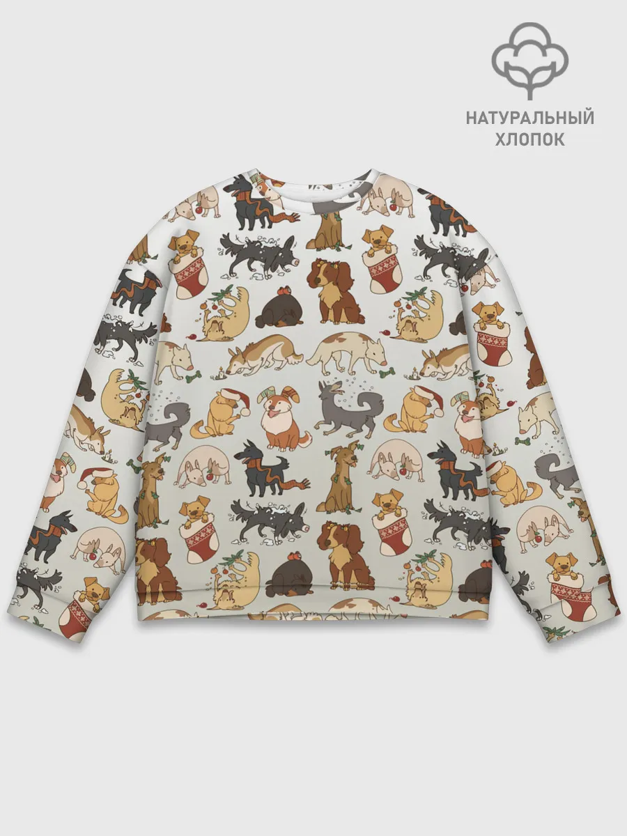 Мужской свитшот базовый / узор песики собачки гав