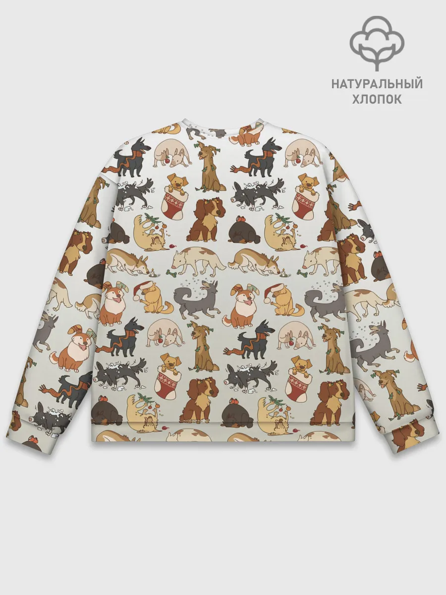 Мужской свитшот базовый / узор песики собачки гав