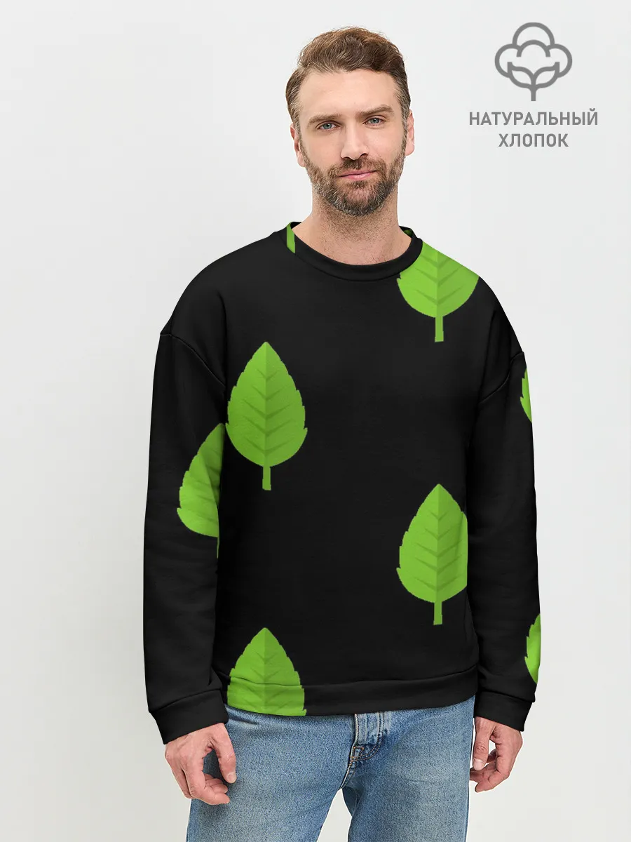 Мужской свитшот базовый / Птица и листочек