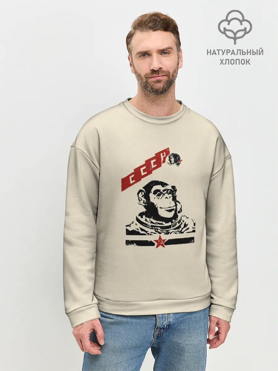 Мужской свитшот базовый / Обезьяна космонавт