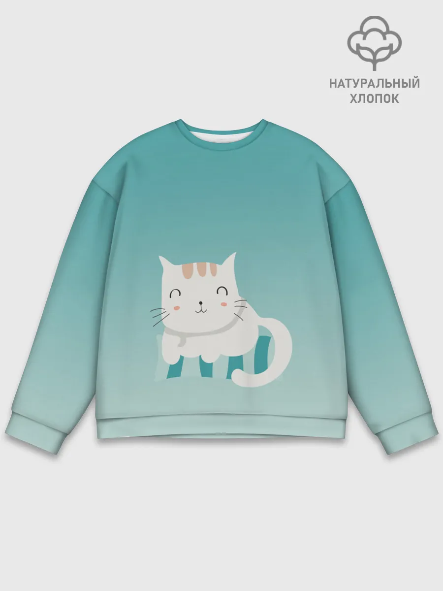 Мужской свитшот базовый / котик на подстилке