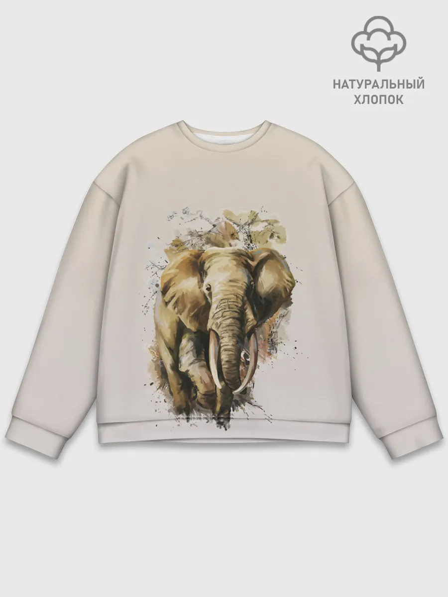 Мужской свитшот базовый / акварельный слон брызги