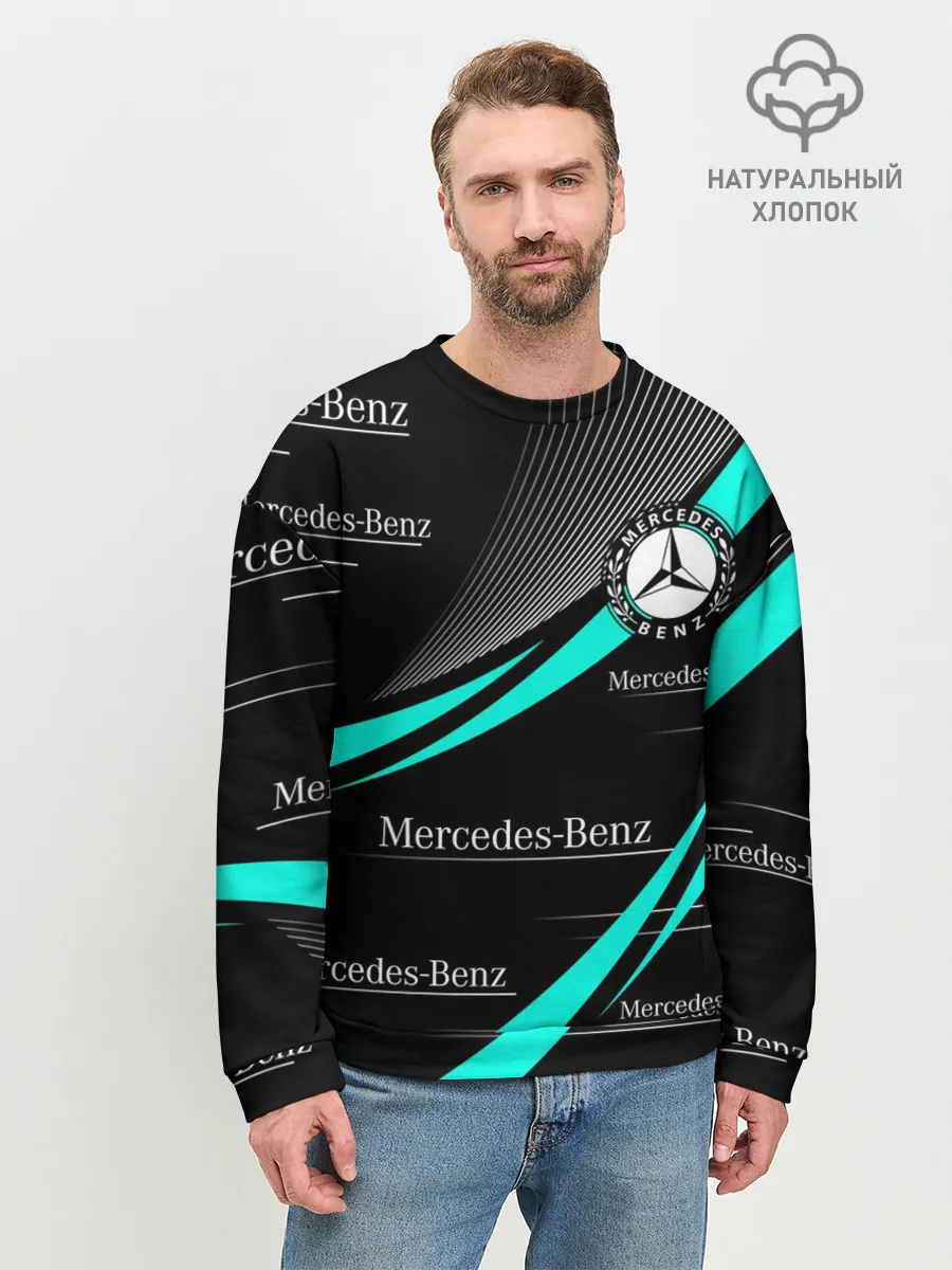 Мужской свитшот базовый / MERCEDES BENZ АКВАМАРИНОВЫЙ