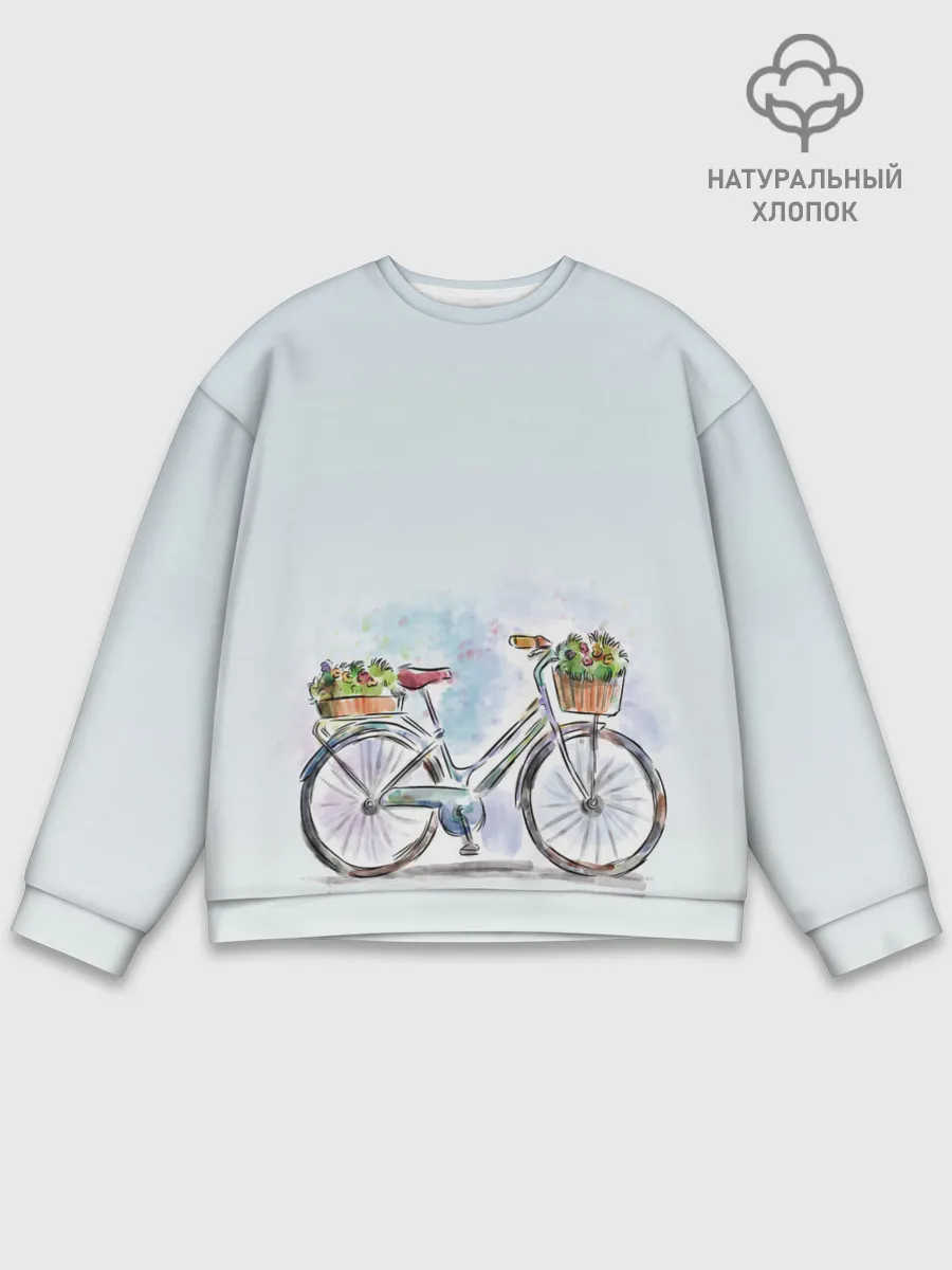 Мужской свитшот базовый / акварельный велосипед