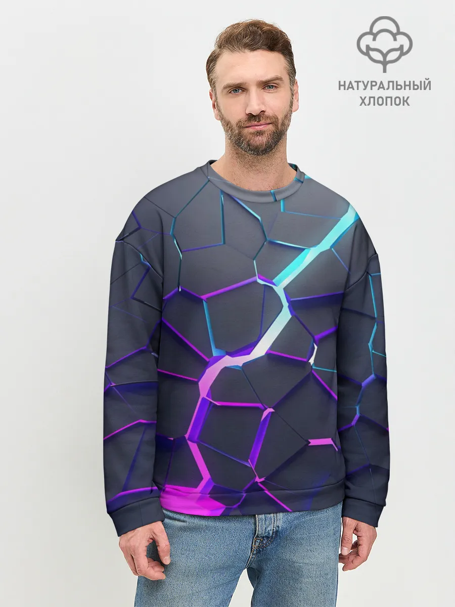 Мужской свитшот базовый / НЕОНОВЫЙ РАЗЛОМ | 3Д РАЗЛОМ