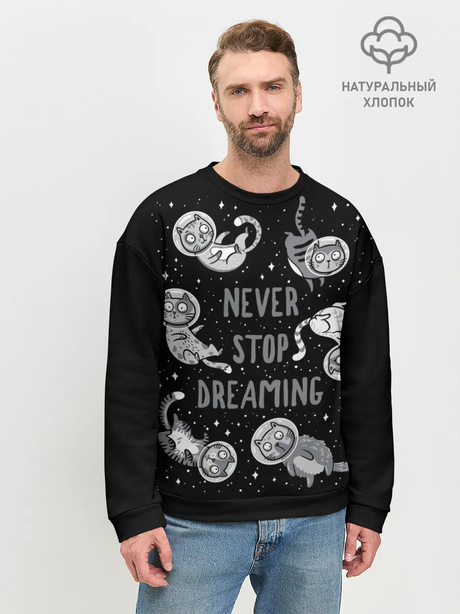 Мужской свитшот базовый / Коты в Космосе