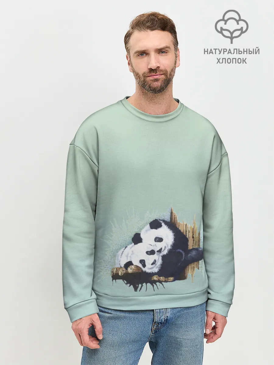 Мужской свитшот базовый / акварельные панды