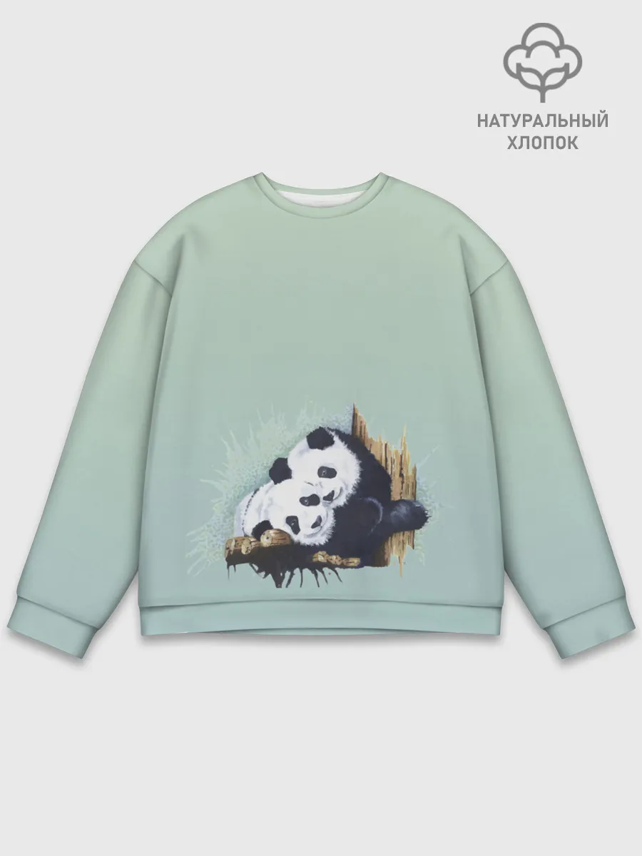 Мужской свитшот базовый / акварельные панды