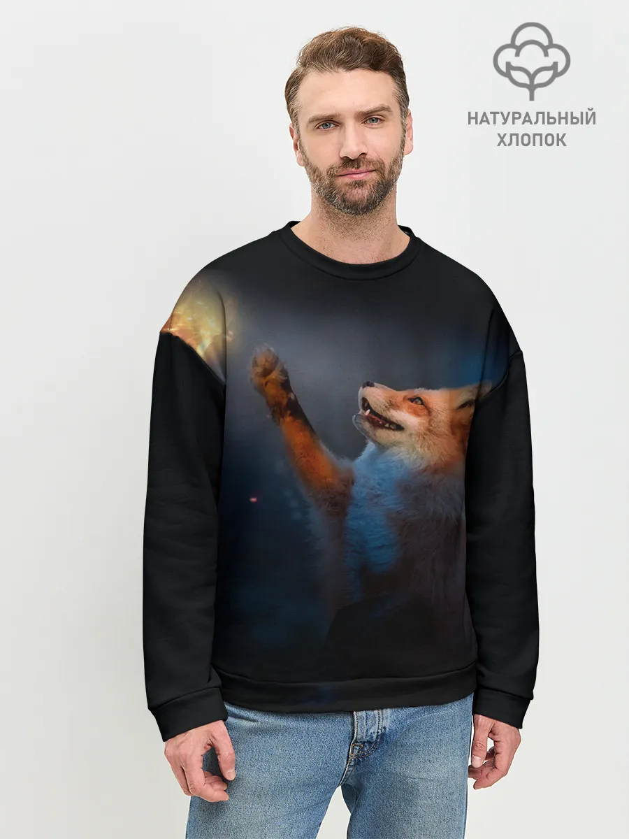 Мужской свитшот базовый / Лиса и огонек