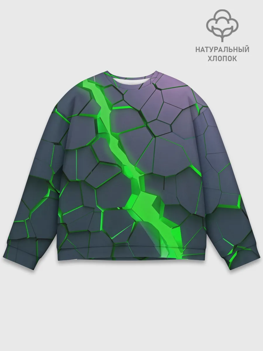 Мужской свитшот базовый / ЗЕЛЕНЫЙ РАЗЛОМ | 3Д РАЗЛОМ