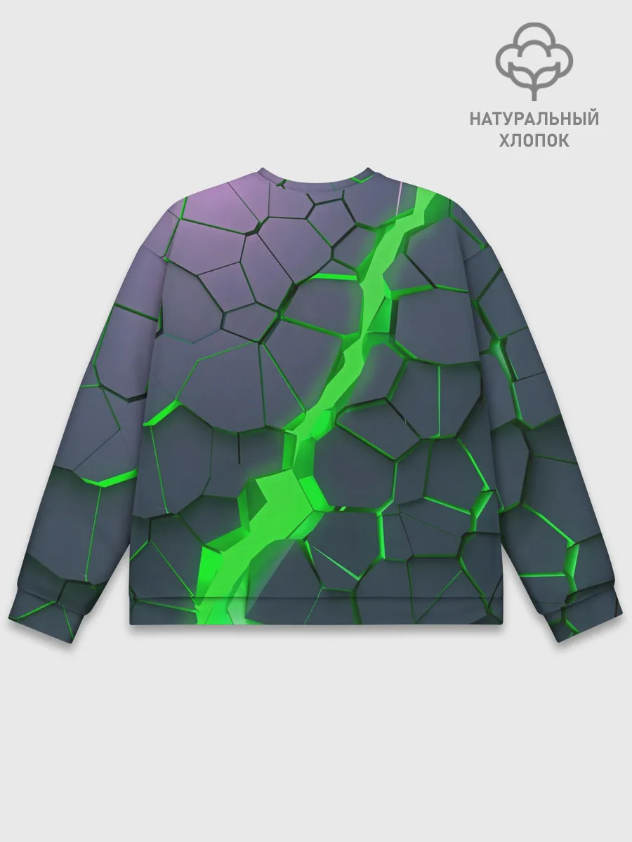 Мужской свитшот базовый / ЗЕЛЕНЫЙ РАЗЛОМ | 3Д РАЗЛОМ