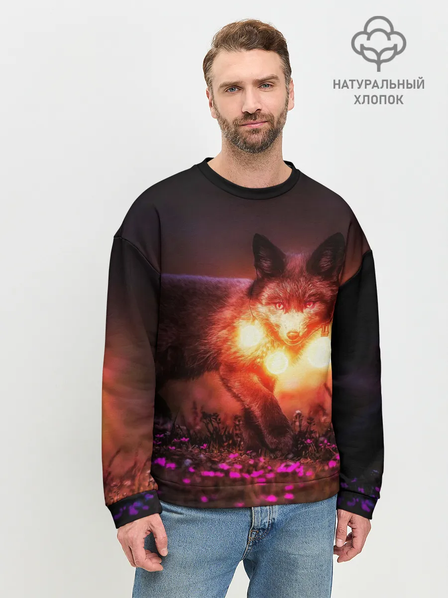 Мужской свитшот базовый / Лисица с фонариками