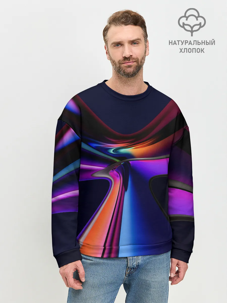 Мужской свитшот базовый / Красочные светящиеся линии