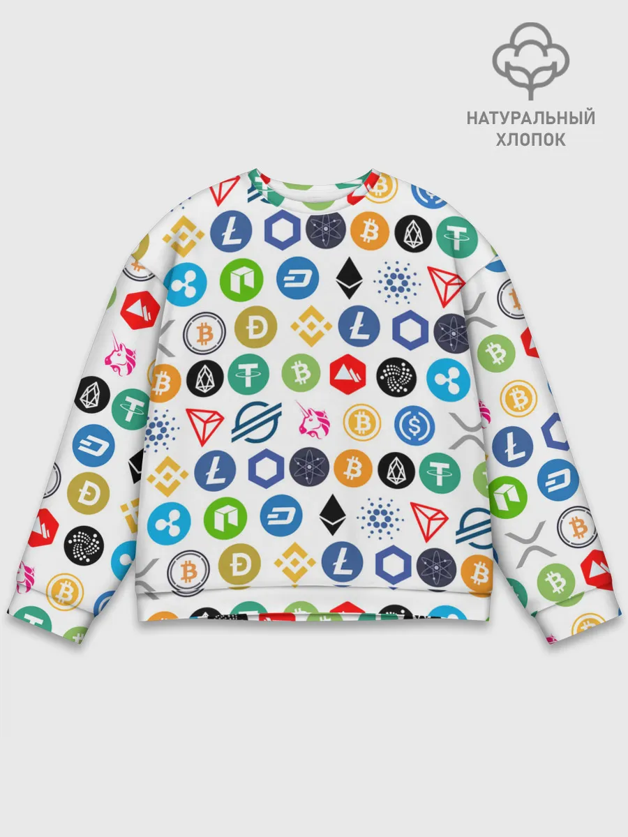 Мужской свитшот базовый / BITCOIN PATTERN | БИТКОИН