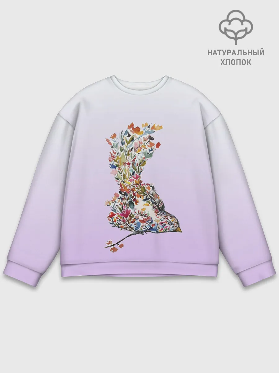 Мужской свитшот базовый / акварельная птичка