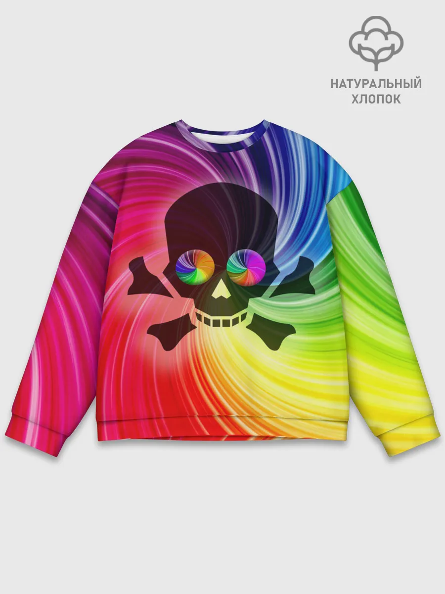 Мужской свитшот базовый / Радужный череп