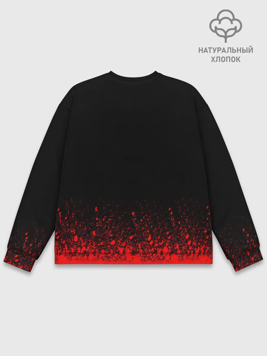 Мужской свитшот базовый / Красный логотип Черный клевер на черном