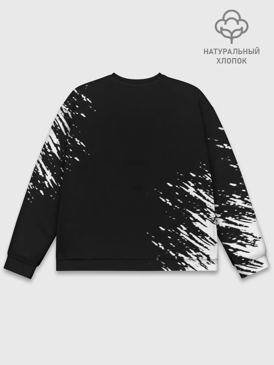 Мужской свитшот базовый / Белый логотип Черный клевер на черном
