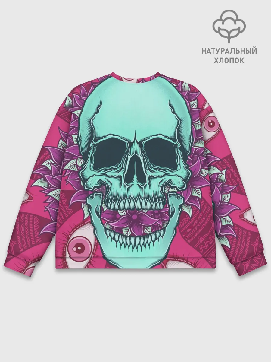Мужской свитшот базовый / Череп в цветах