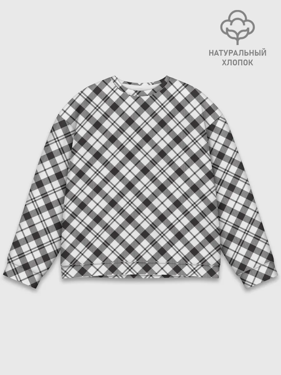Мужской свитшот базовый / Ч/б текстура в клетку