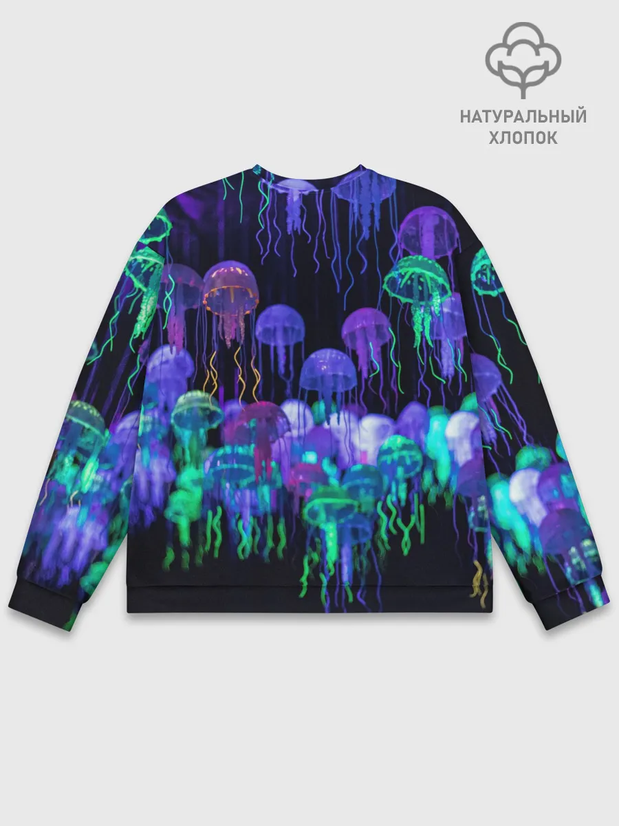 Мужской свитшот базовый / Неоновые медузы