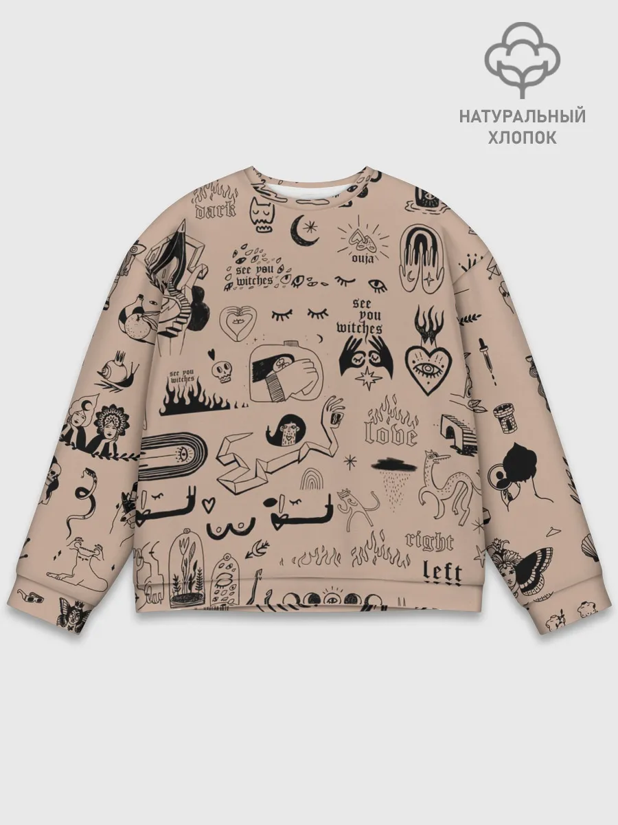 Мужской свитшот базовый / принт в стиле тату