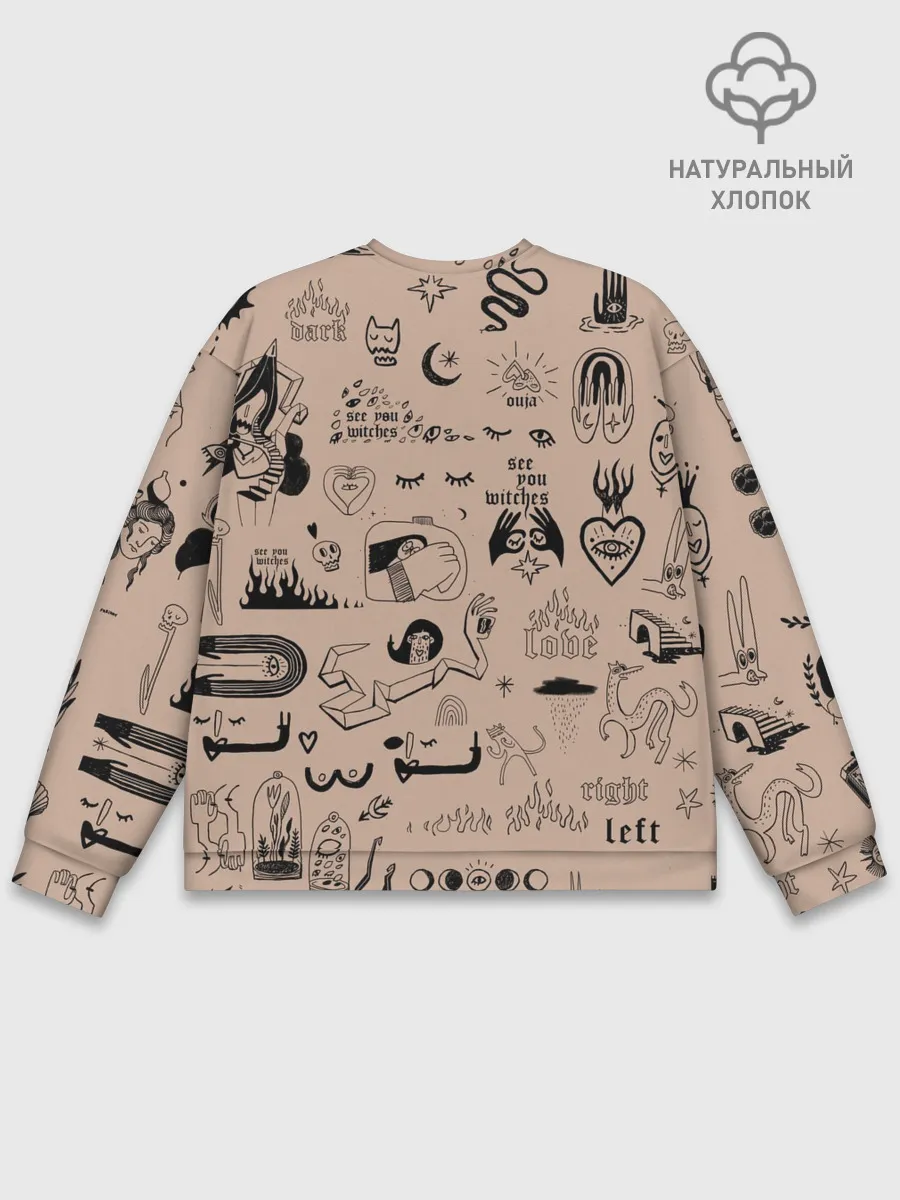 Мужской свитшот базовый / принт в стиле тату