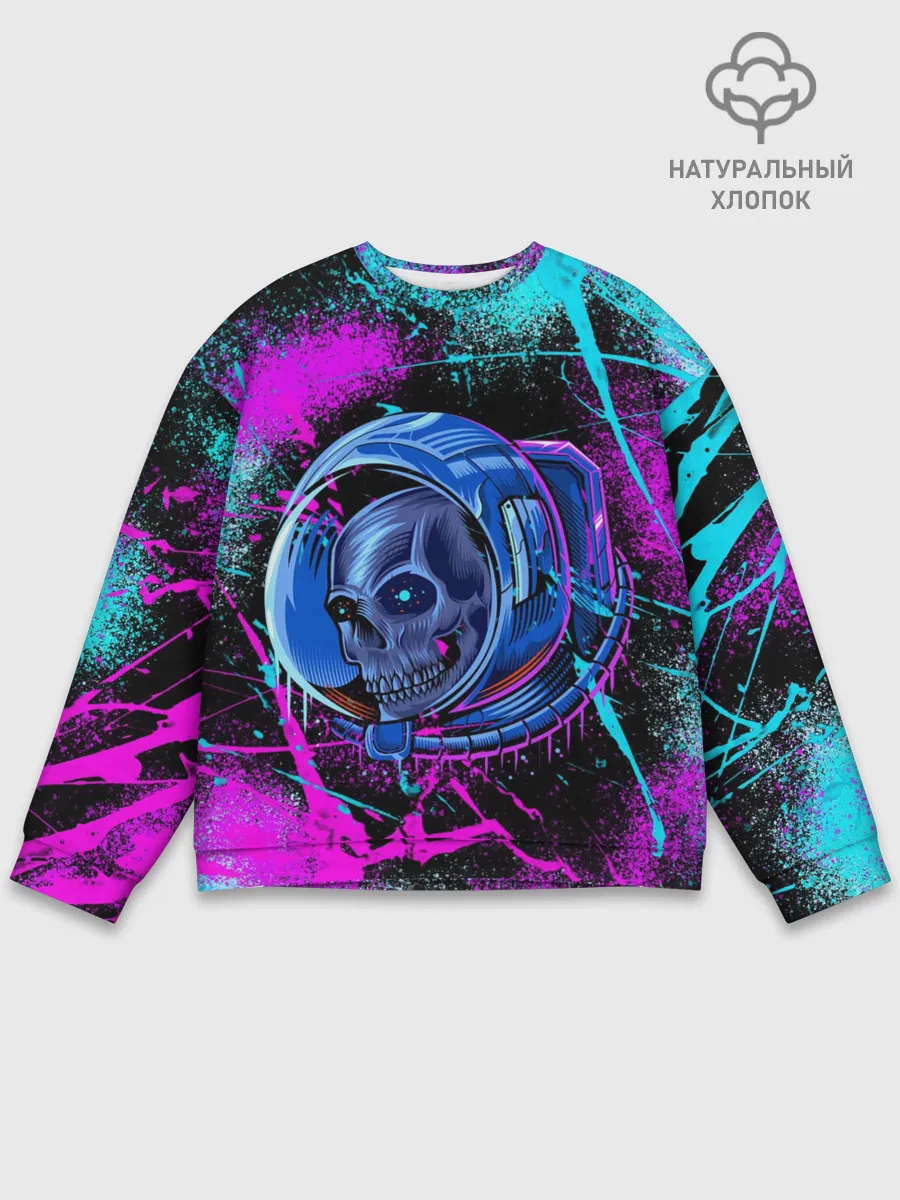 Мужской свитшот базовый / Неоновый череп