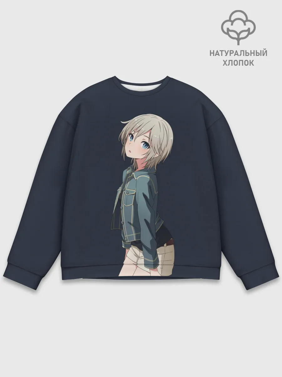 Мужской свитшот базовый / Аниме Тян в джинсовке