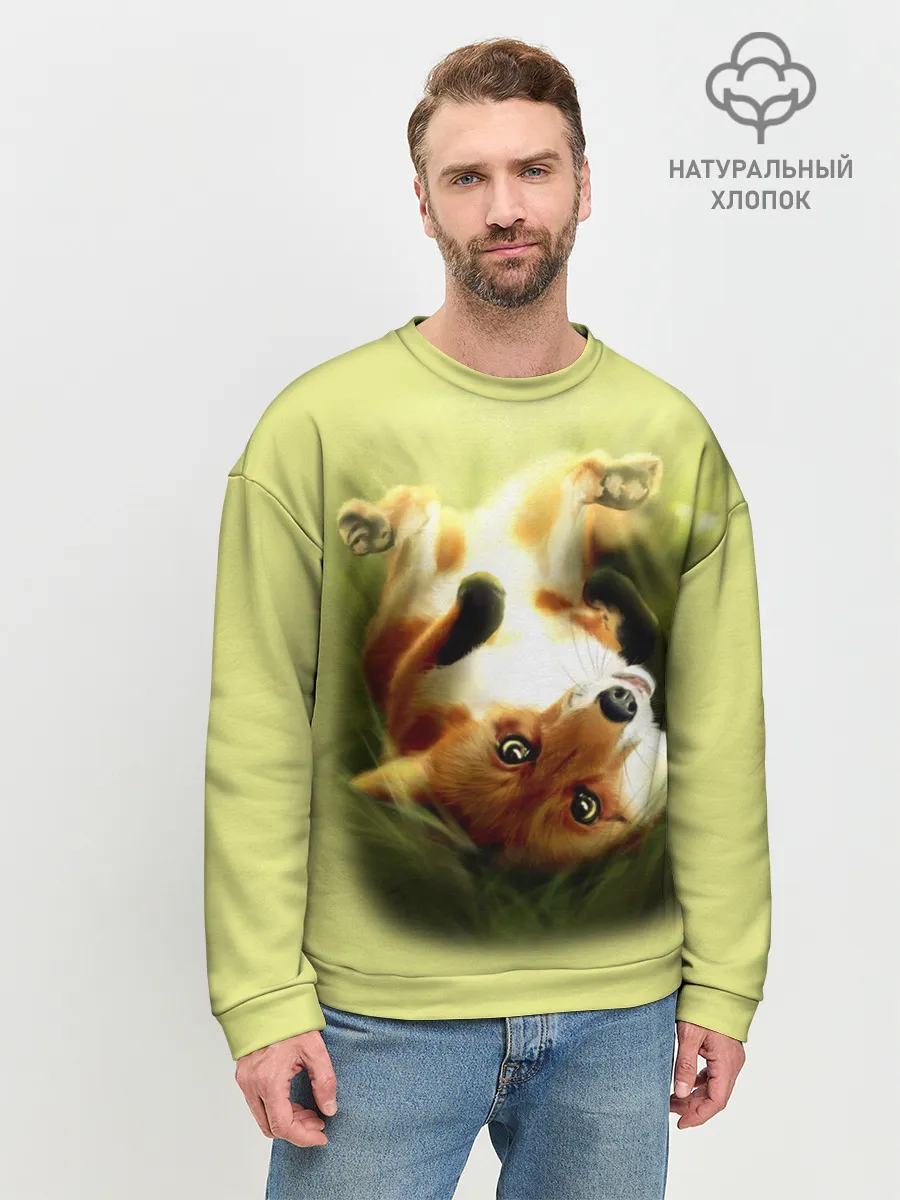 Мужской свитшот базовый / Лиса на траве