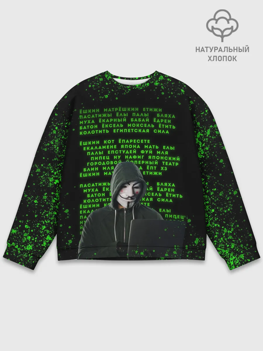 Мужской свитшот базовый / Матрица мата | Анонимус