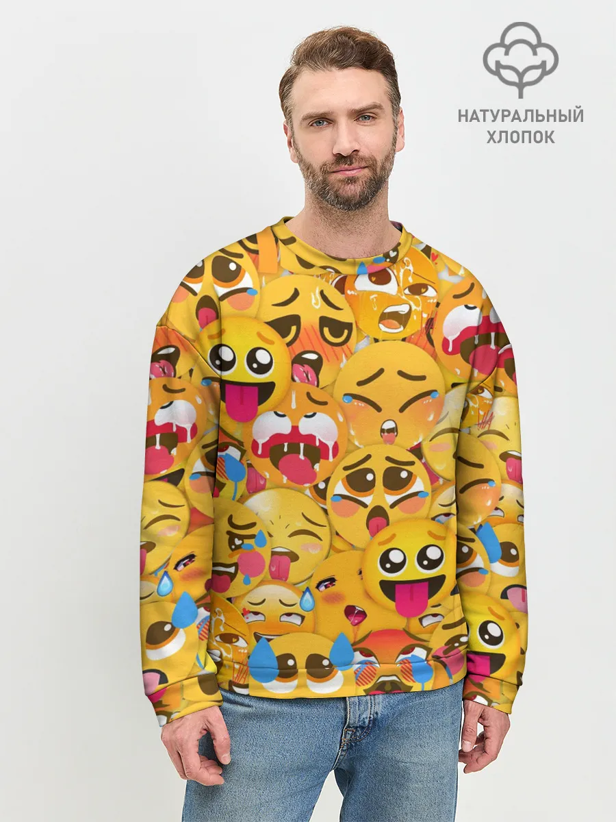 Мужской свитшот базовый / Ахегао эмодзи паттерн