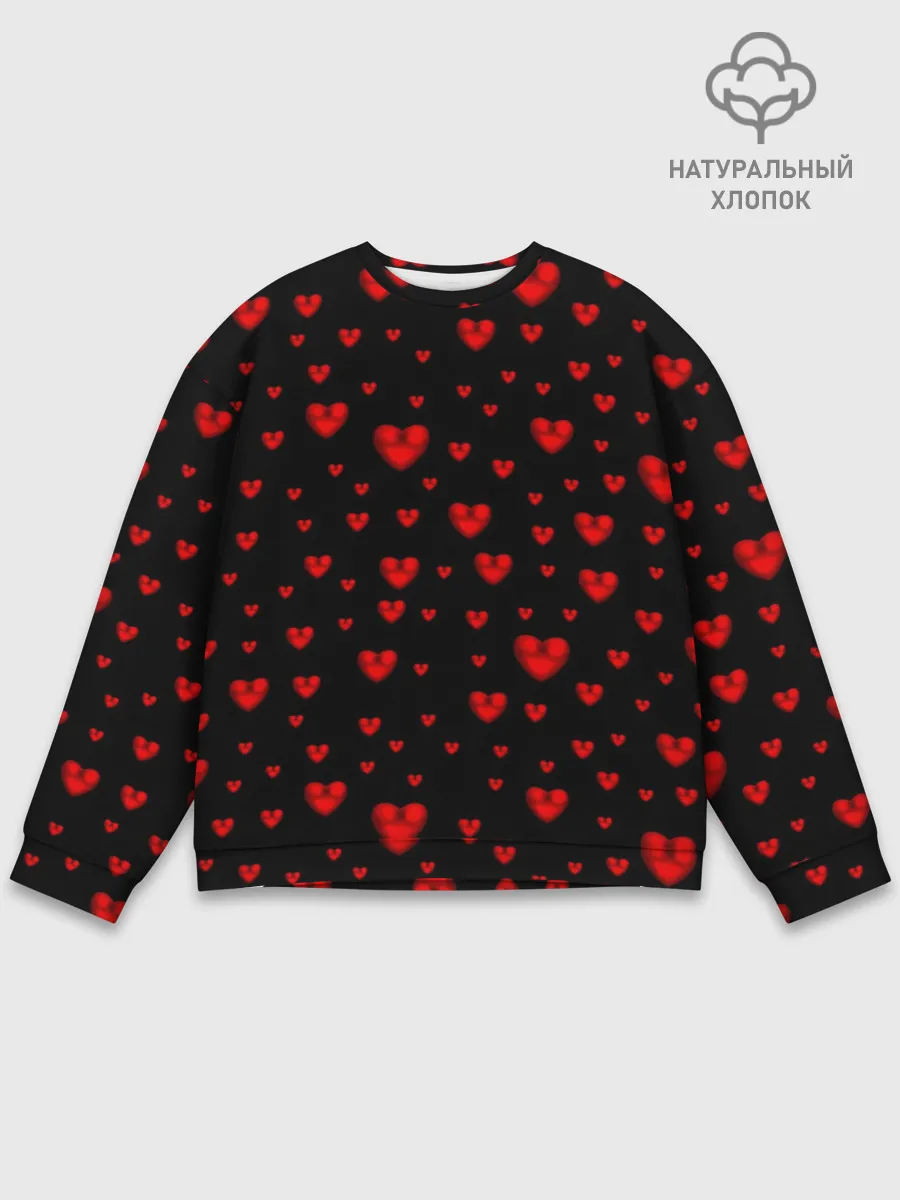 Мужской свитшот базовый / Красные сердца