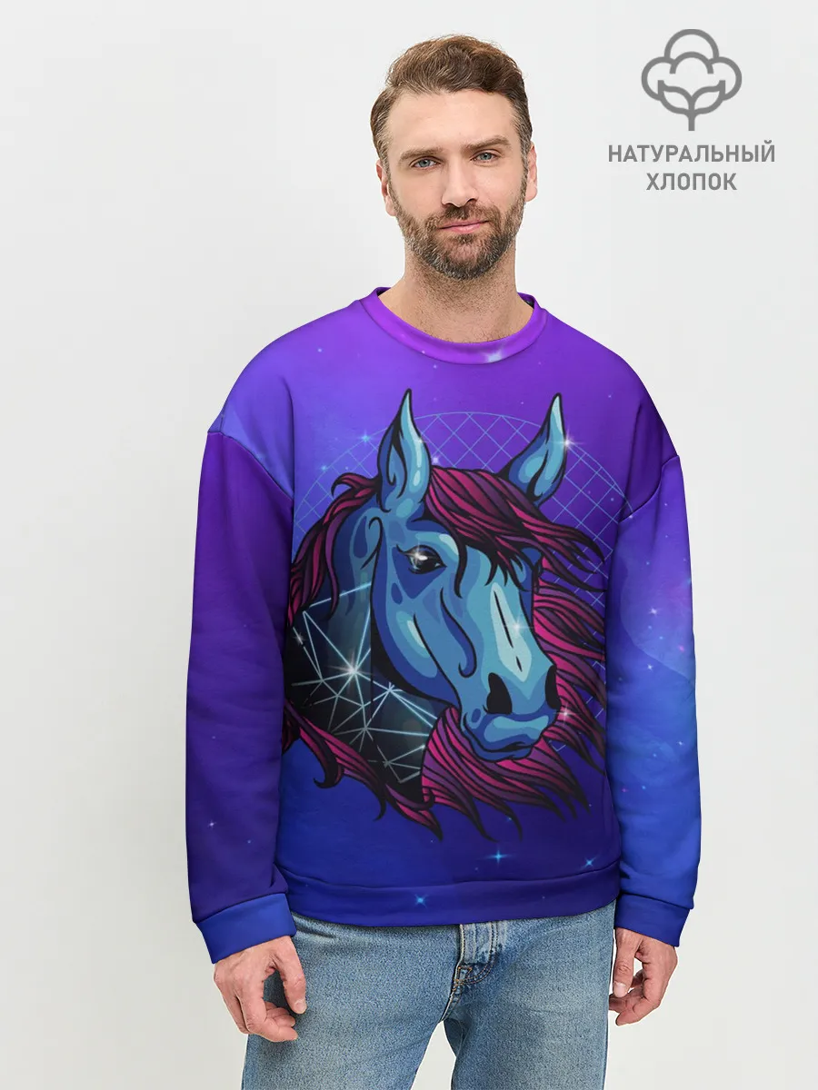 Мужской свитшот базовый / Retrowave Neon Horse