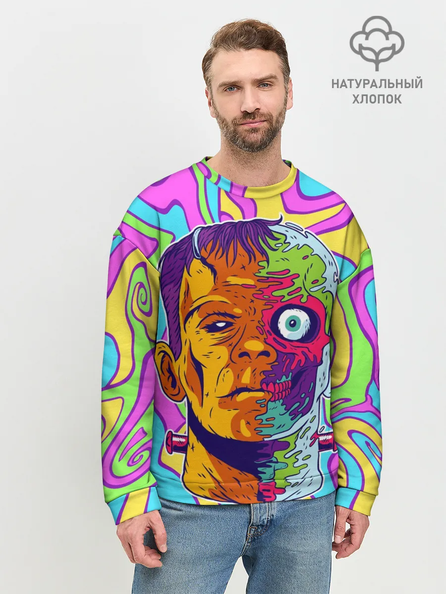 Мужской свитшот базовый / Психоделический Франкенштейн