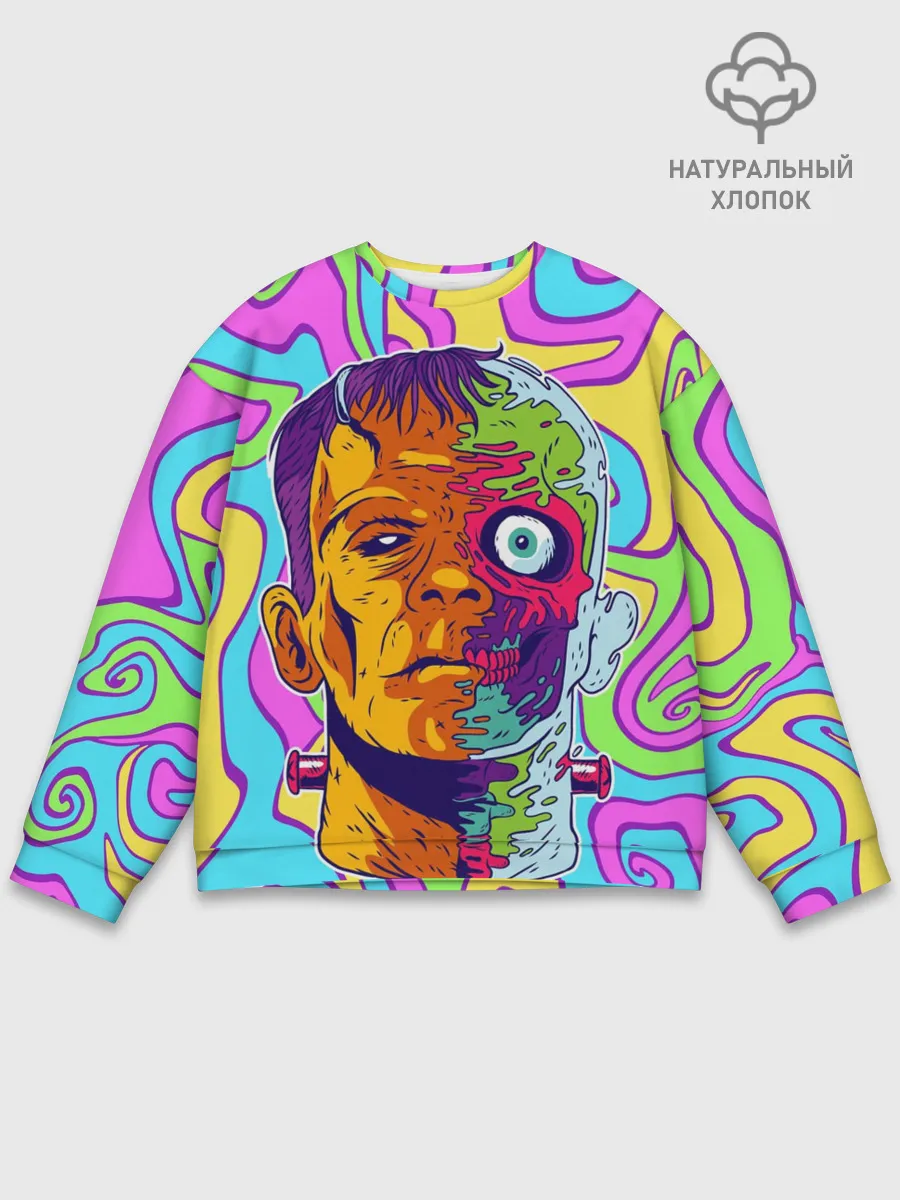 Мужской свитшот базовый / Психоделический Франкенштейн