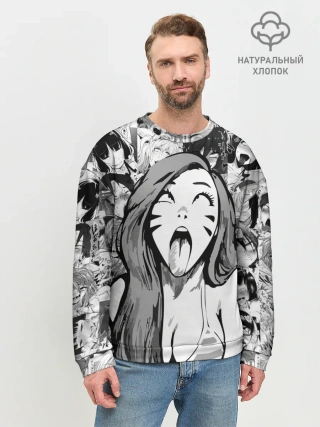 Мужской свитшот базовый / Belle Delphine Ahegao