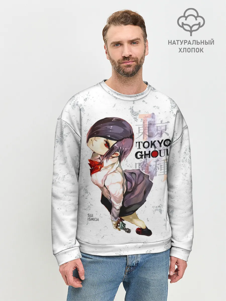 Мужской свитшот базовый / Тоука Киришима в школьной форме