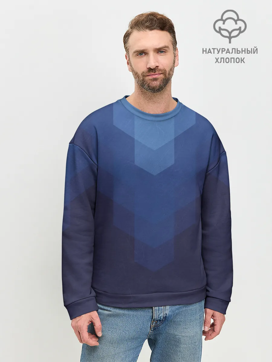 Мужской свитшот базовый / Сине-черная Геометрия Линий
