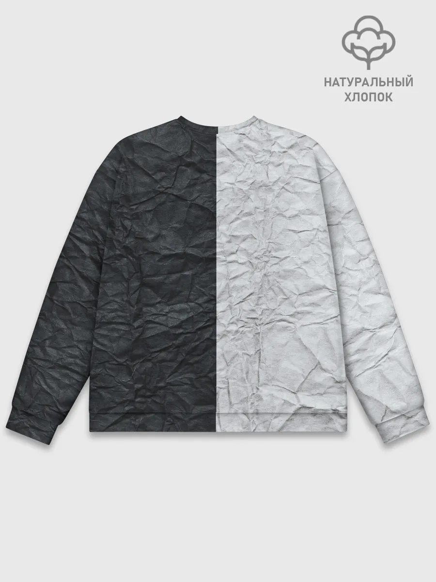 Мужской свитшот базовый / Мятая Черно-Белая Бумага