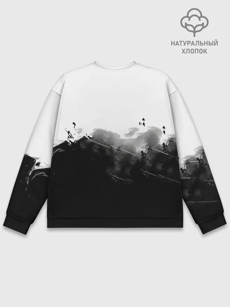 Мужской свитшот базовый / Канеки Кен черно-белый