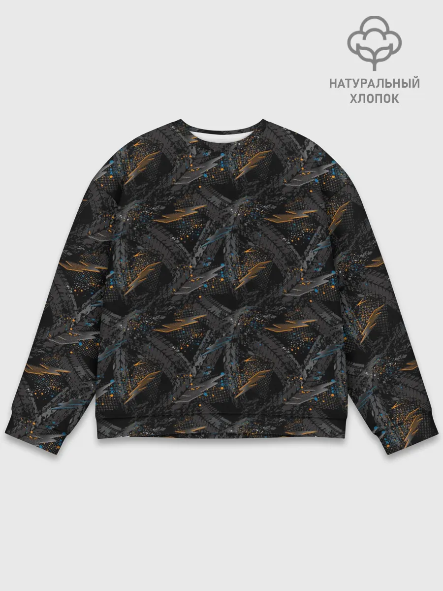 Мужской свитшот базовый / Следы шин велосипеда