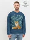 Мужской свитшот базовый / Лиса с цветочным узором