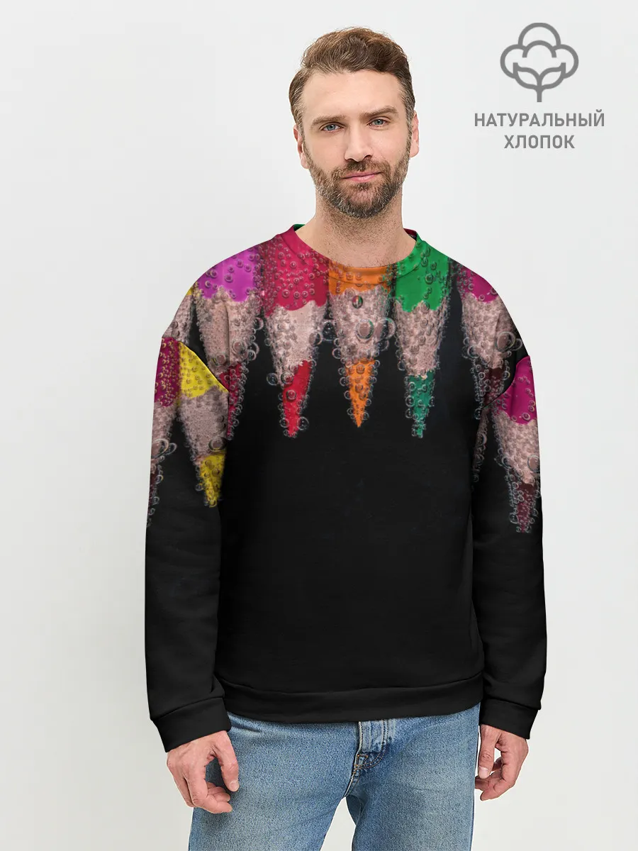 Мужской свитшот базовый / карандаши на черном фоне