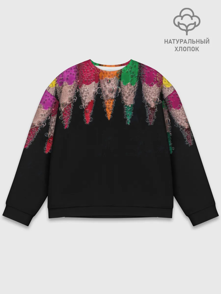 Мужской свитшот базовый / карандаши на черном фоне