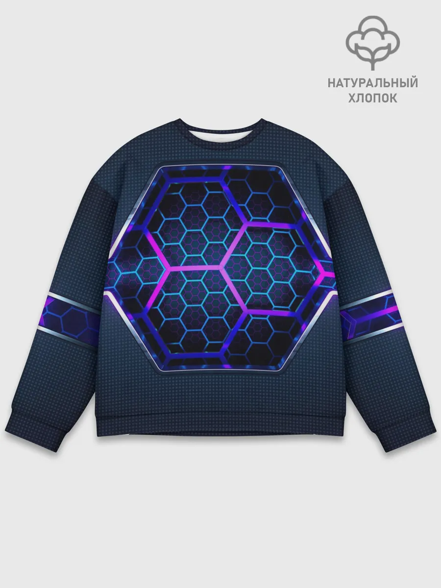 Мужской свитшот базовый / Цветные соты 3D