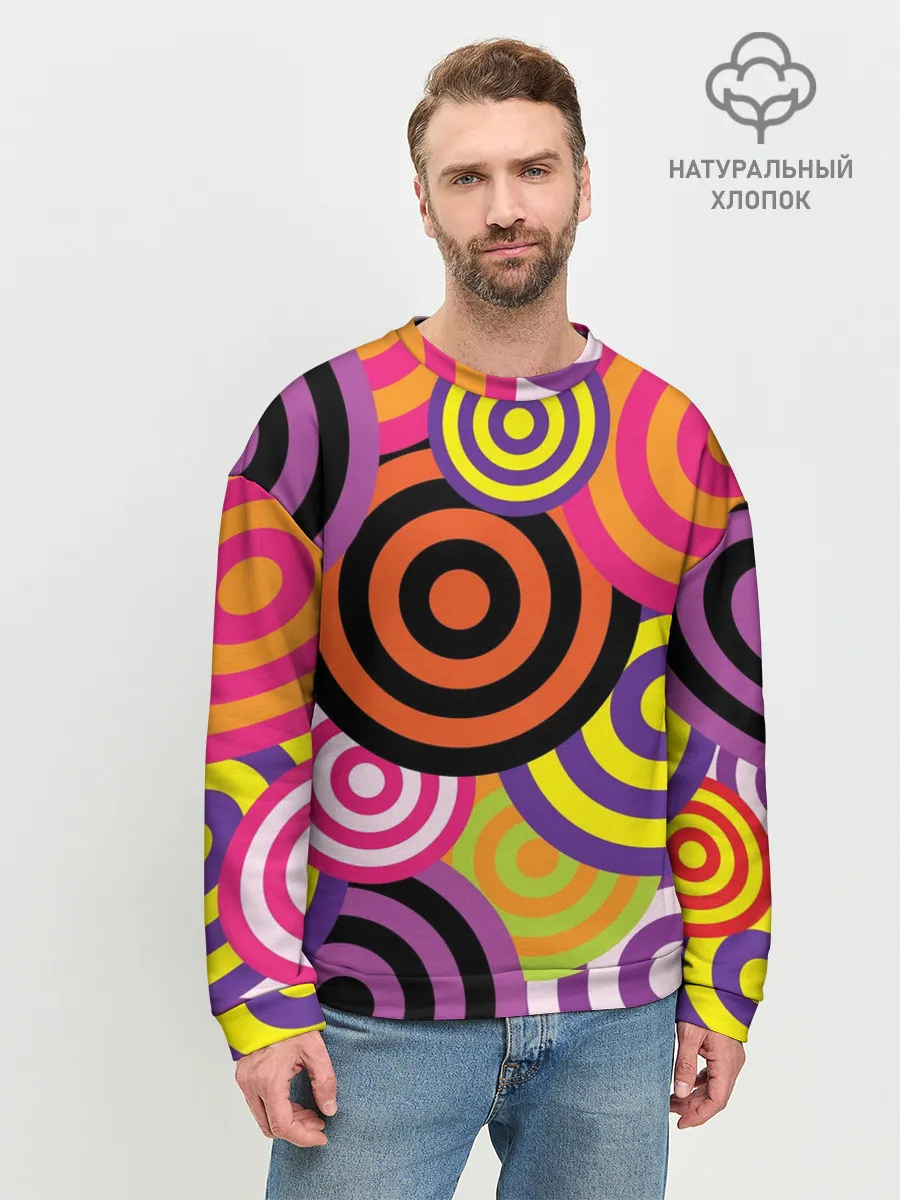 Мужской свитшот базовый / Аннотация разноцветных кругов