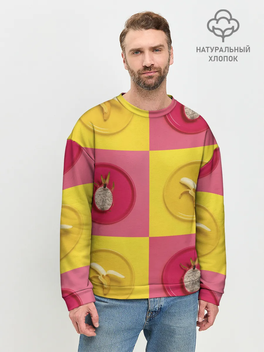 Мужской свитшот базовый / фрукты шахматы