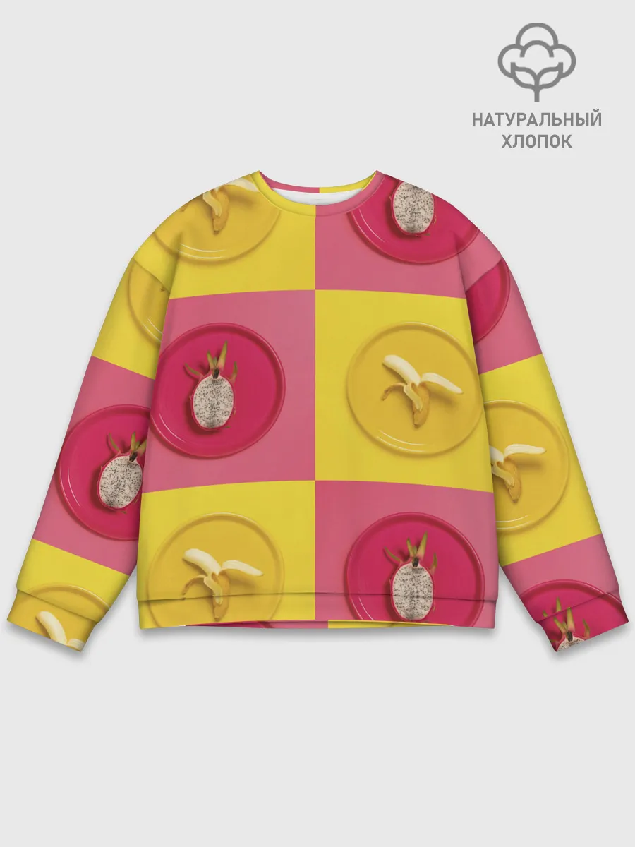 Мужской свитшот базовый / фрукты шахматы