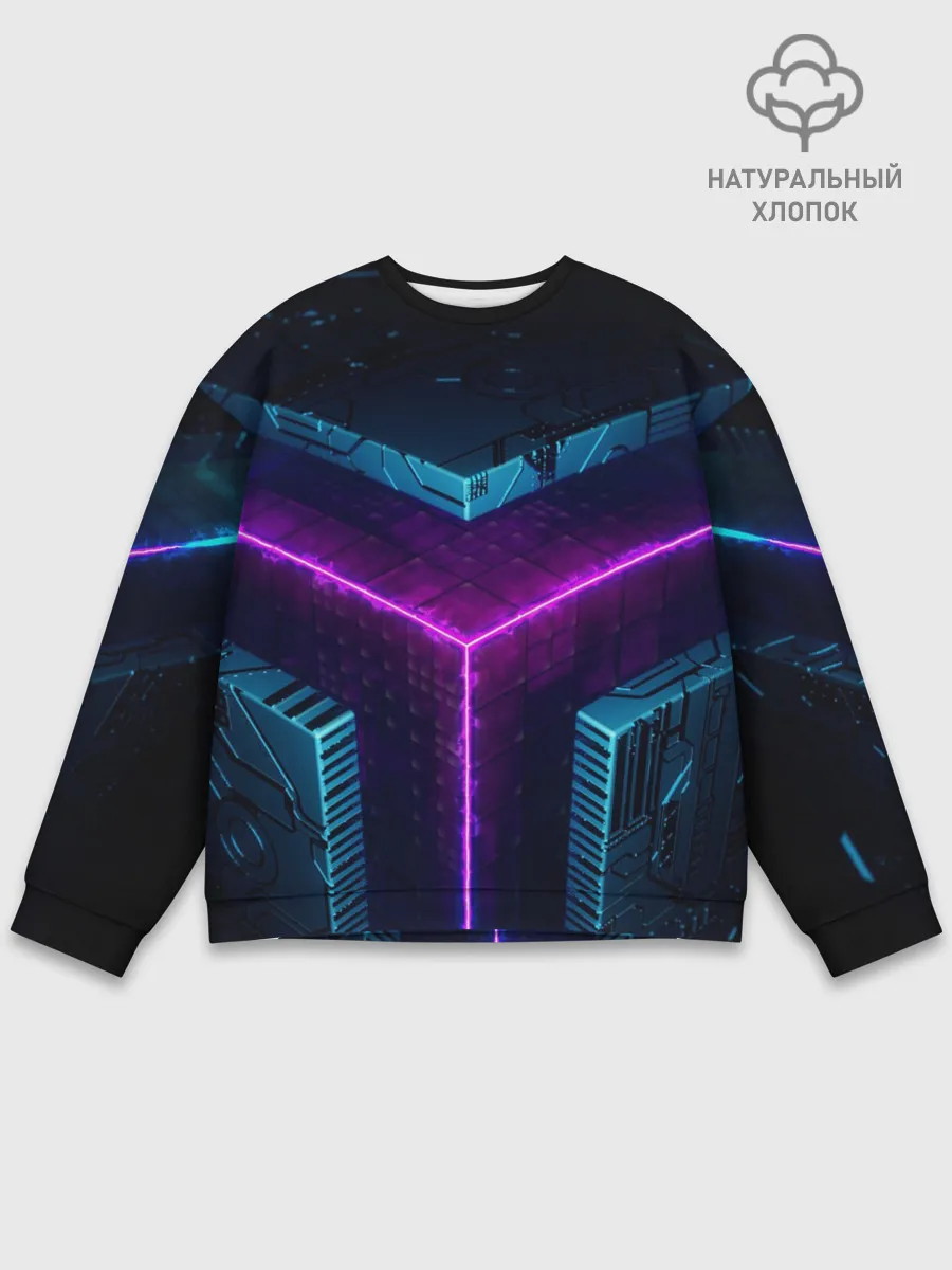 Мужской свитшот базовый / Неоновые грани 3D